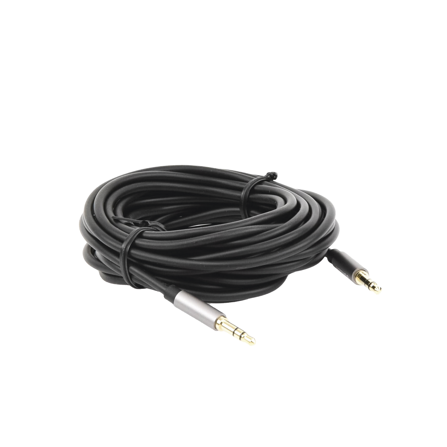 Cable Auxiliar 5 Metros / Conector 3.5mm a 3.5mm / Macho a Macho / Cubierta de TPE / Carcasa de Aluminio / Color Negro