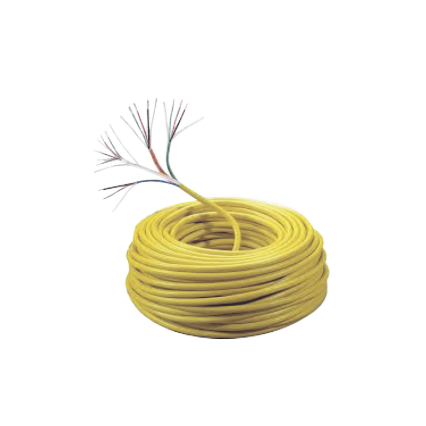 Bobina de cable de 305 metros, color amarillo, compuesto por: 6 x 22 AWG blindados, 4 x 18 AWG, 4 x 22 AWG, y 2 x 22 AWG, para aplicaciones en control de acceso.