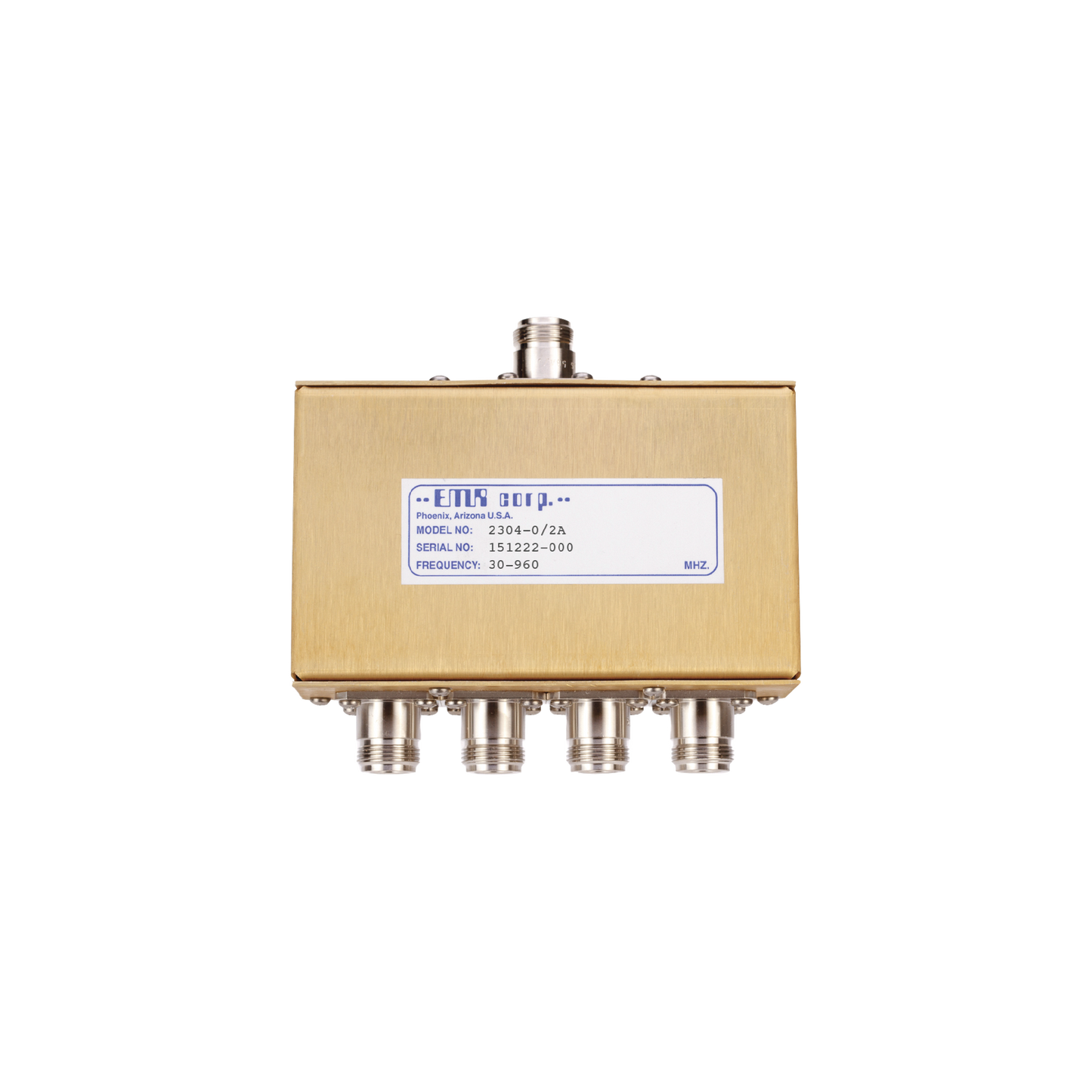 Divisor de Potencia EMR de 4 Vías, 30-960 MHz, 0.5 Watt, Conectores N Hembra.