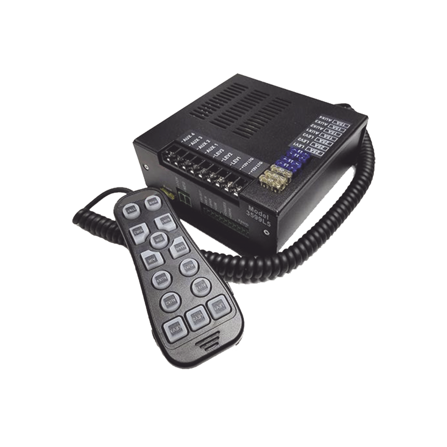 Sirena Vehicular H2 Covert ™ de 200W de Potencia, Con Controlador Unimando de 14 Botones Para Control de Tonos, 7 Salidas Auxiliares y Micrófono