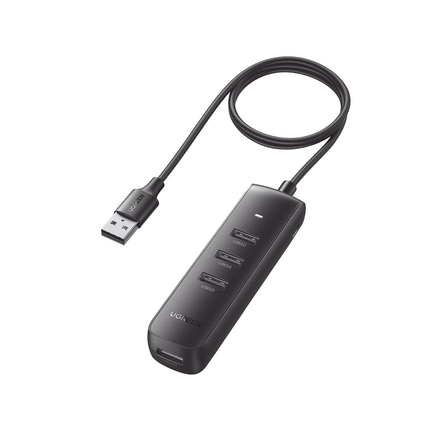 HUB USB 3.0 a 4 Puertos USB 3.0 (5Gbps) / Cable de 1 Metro / Indicador Led / Ideal para Transferencia de Datos / Entrada Tipo C para alimentar equipos de mayor consumo como discos duros / Color Negro / 4 en 1