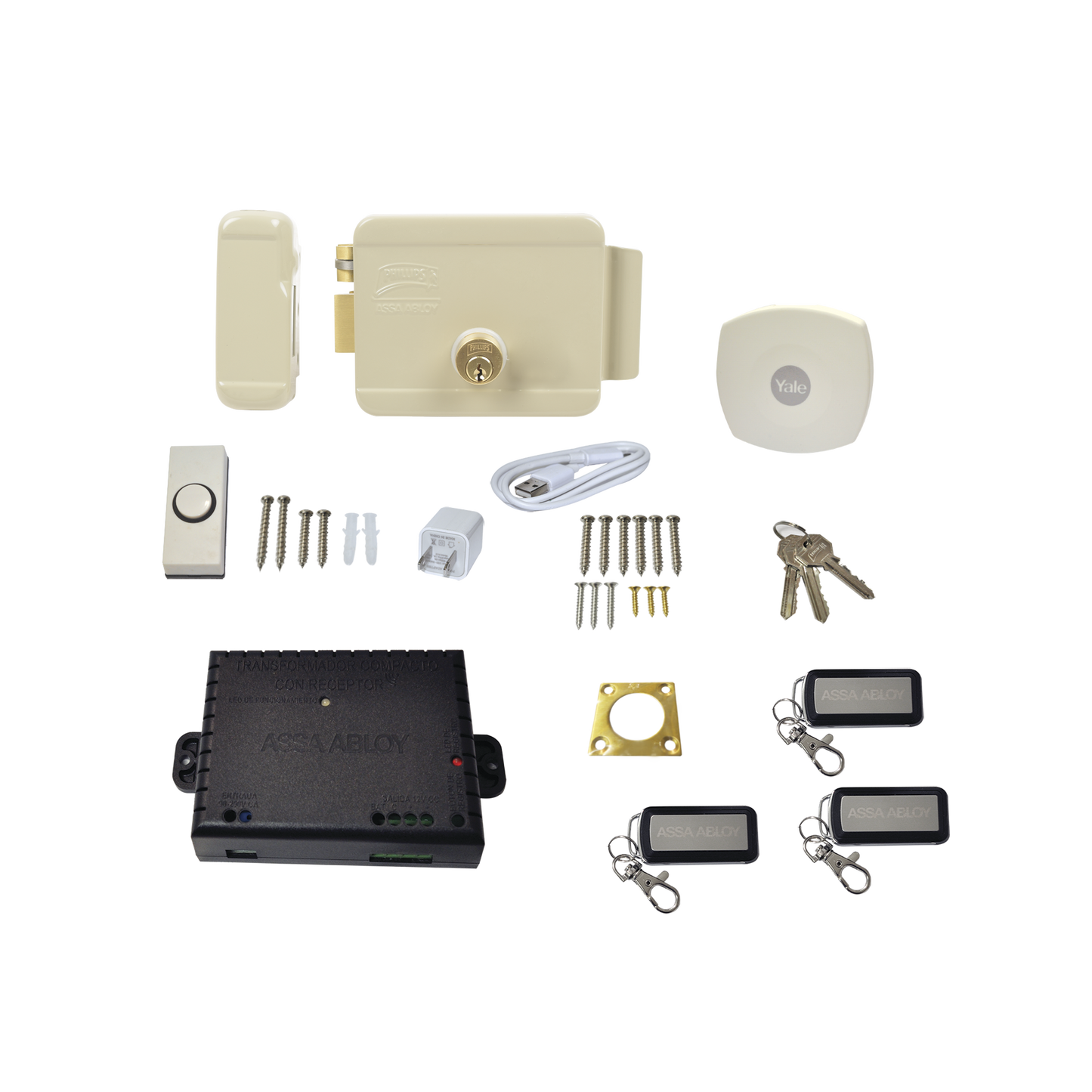 Kit Cerradura Eléctrica 321DC Izquierda y Hub para Apertura a través de Smartphone, Compatible con YALE CONNECT