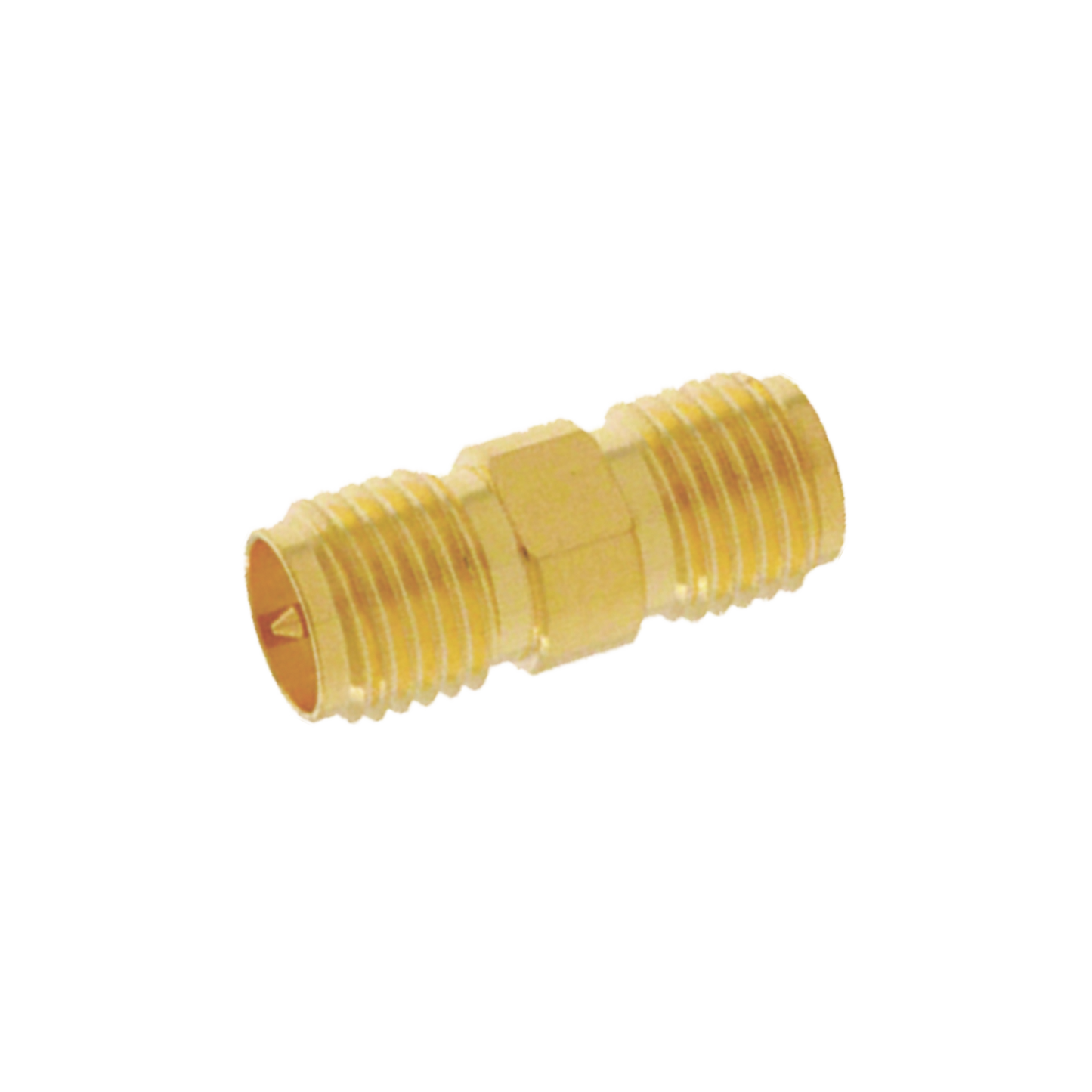 Adaptador Barril de Conector SMA Hembra a SMA Hembra Inverso, Oro/ Oro/ Teflón.