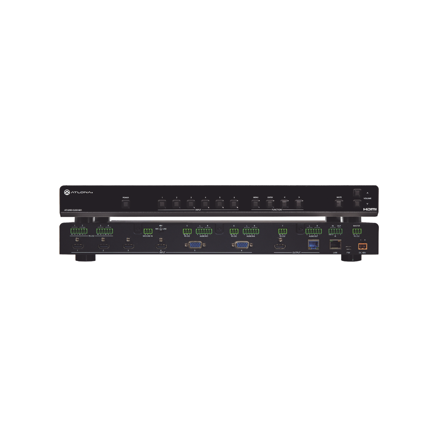 4 HDMI ; 2 VGA INPUT ; 2 OUTPUT SWITCHER WITH SCALER ; POE ; AND ETHERNET.