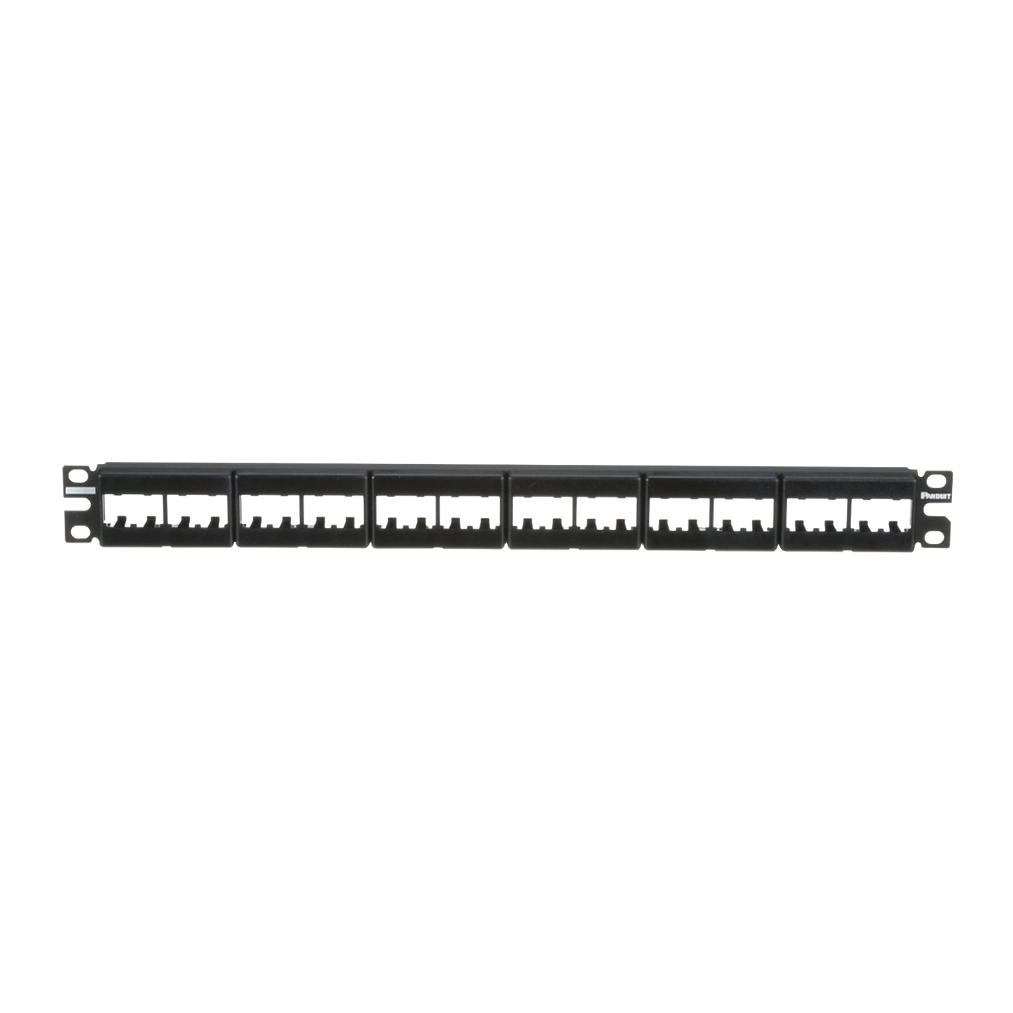 Panel de Parcheo Modular Mini-Com (Sin Conectores), Plano, Sin Blindaje, Con Etiqueta y Cubierta, de 24 Puertos, 1UR