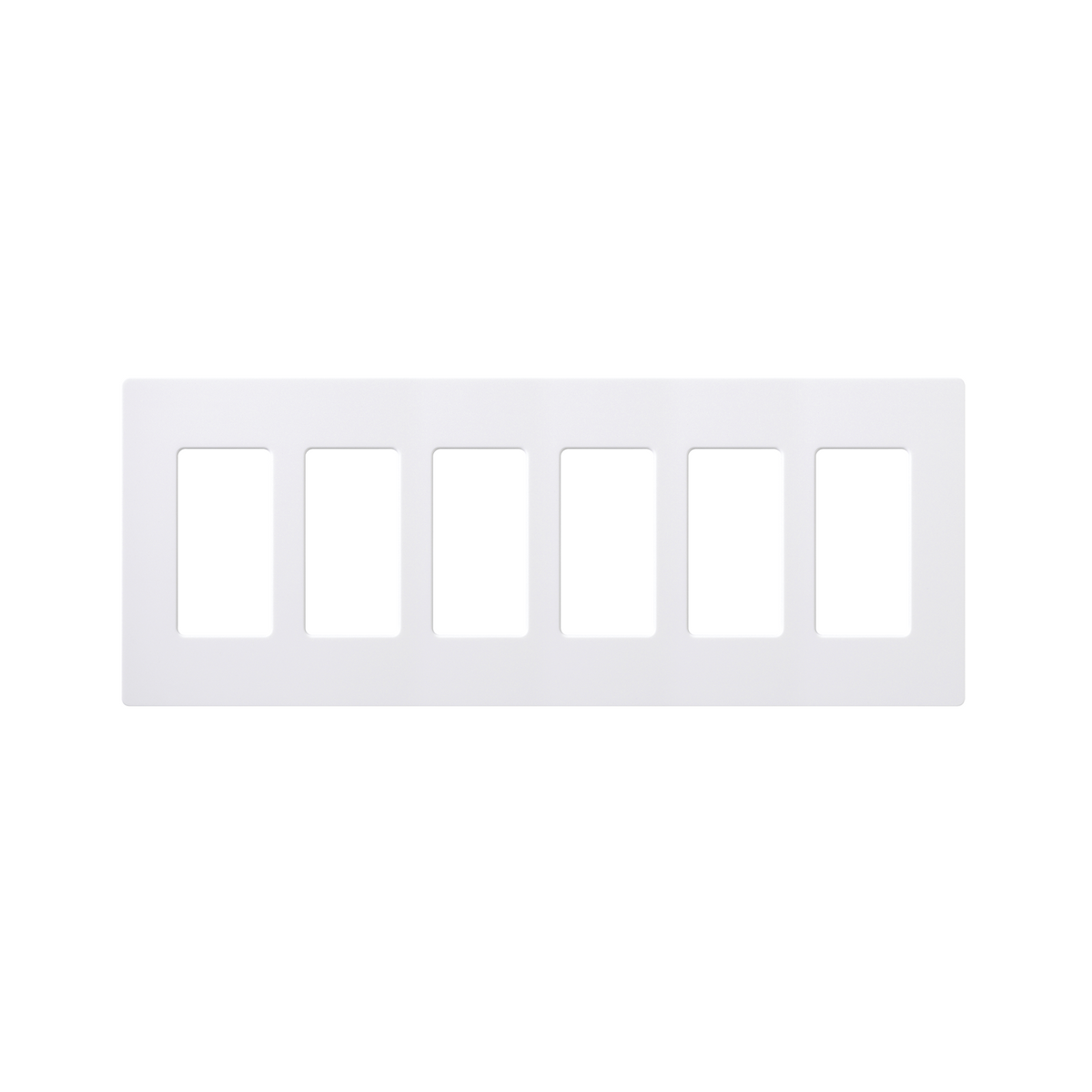 Placa de pared Claro de 6 espacios sin tornillos visibles, apertura estilo decorador, blanco brillante, para atenuadores, apagadores y controles Pico de Lutron
