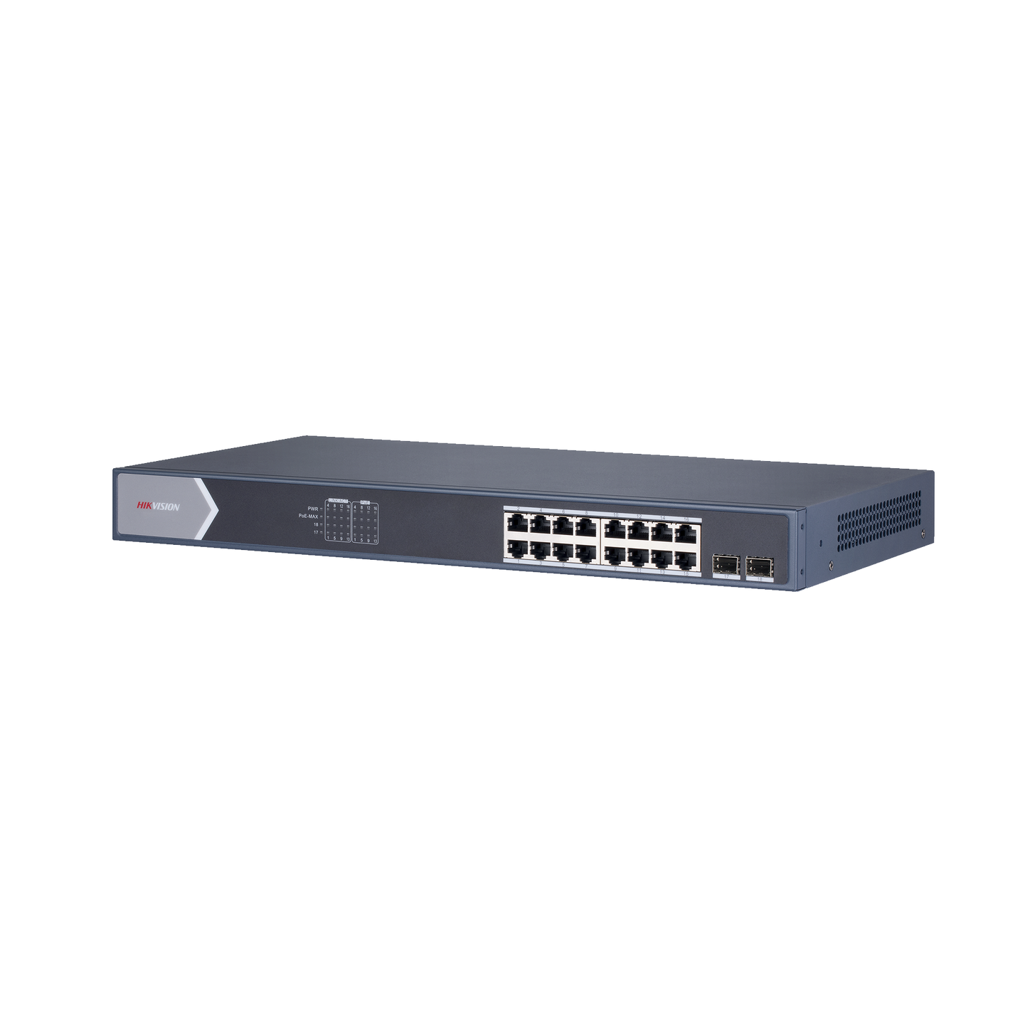 Switch Gigabit PoE+ / Administrable / 16 Puertos 1000 Mbps PoE+ / 2 Puertos SFP / Configuración Nube desde Hik-ParnerPro / PoE hasta 300 Metros / 225 Watts