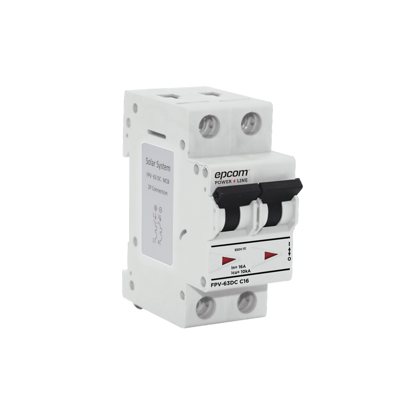 Protección Térmica/ Interruptor 2P, 16A, Corriente Directa 800 Vcc para Aplicación Fotovoltaica Montaje Riel DIN