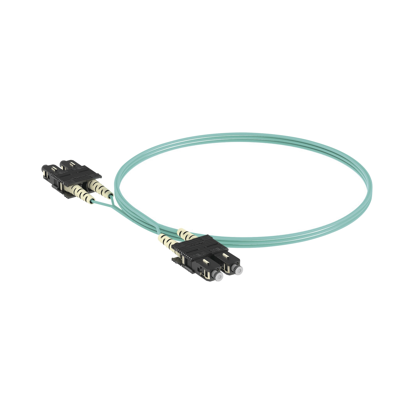 Jumper de Fibra Optica Multimodo 50/125 OM3, SC-SC Duplex, OFNR (Riser), Color Aqua, 3 Metros (9.84 Pies)