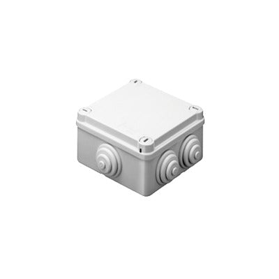 Caja Estanca de PVC Para Derivación y Conexión, 10 Entradas, Tapa con Tornillo de 1/4" de Vuelta, 150x110x70 mm (Área interna), Uso Exterior IP55, Material que no Propaga el Fuego y Libre de Hálogenos