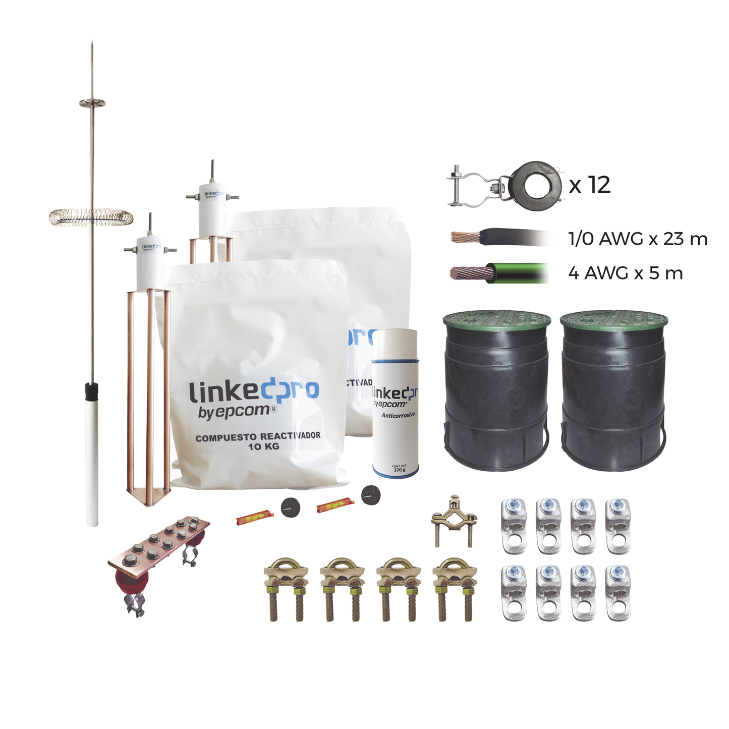 Kit Pararrayo LINKEDPRO con Accesorios de Instalación en Torre de Hasta 18 m de Altura.
