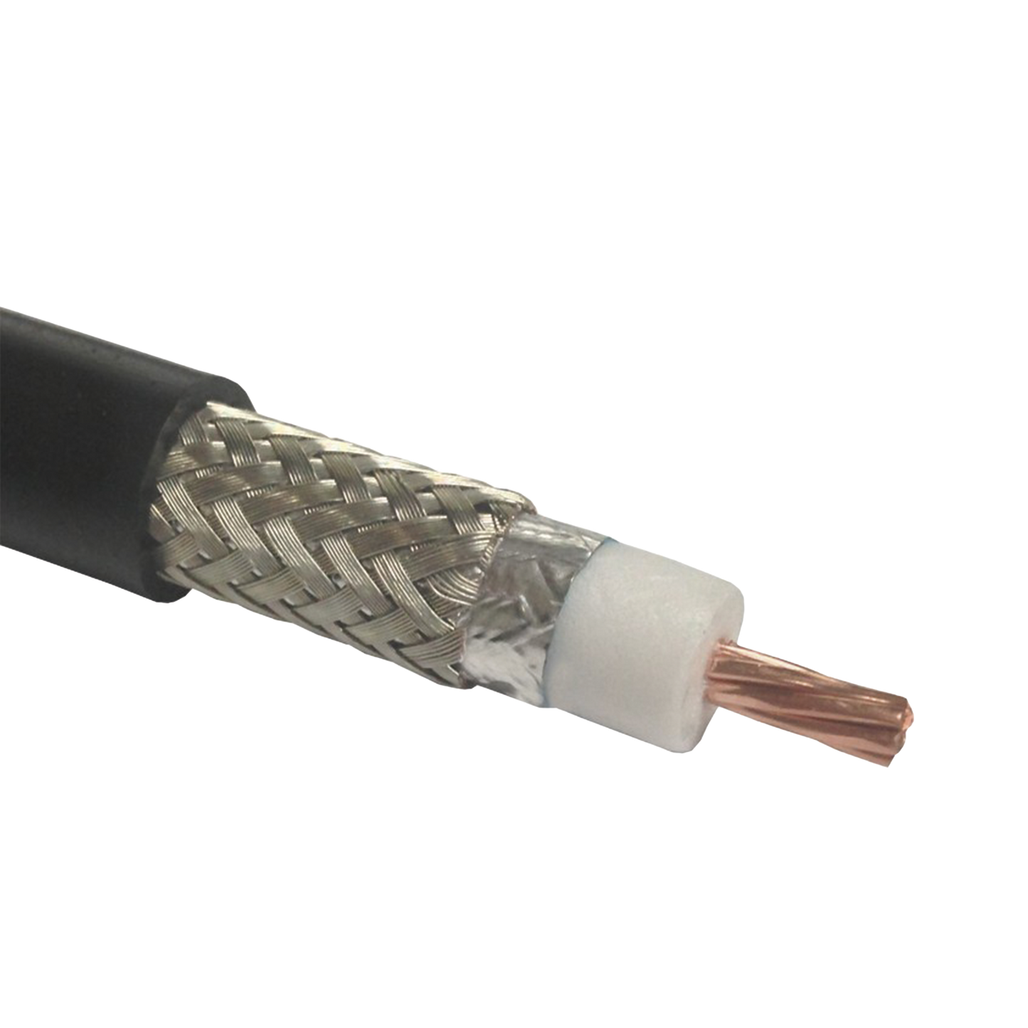 Cable Coaxial 50 Ohm, tipo RG-8 Ultra Flexible, Cobre Trenzado de Núcleo, Cinta de Aluminio y Malla de Cobre Estañado para el Blindaje, Velocidad de Propagación de 83%, Polietileno.