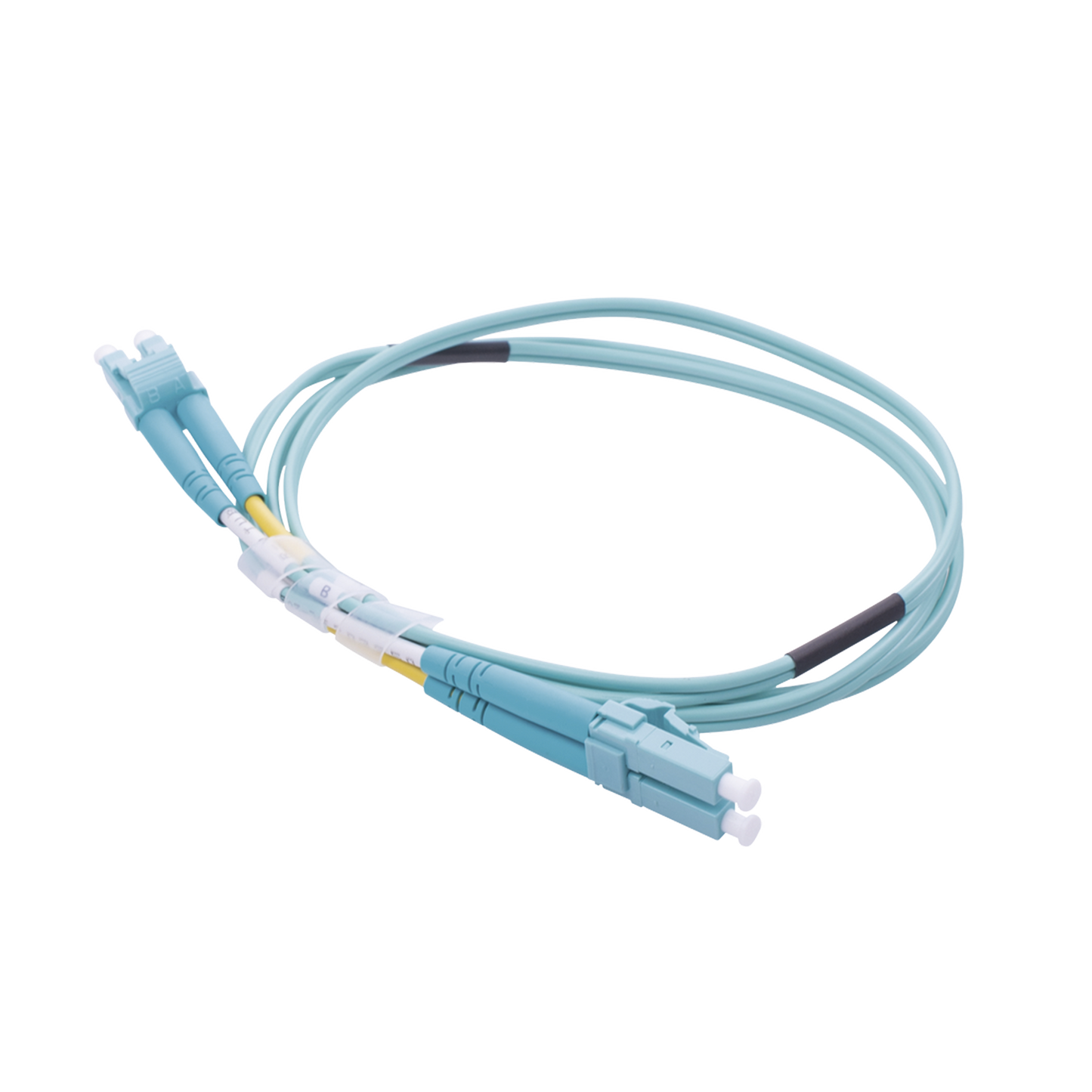 Jumper de Fibra Óptica Multimodo OM4 50/125 LC-LC OFNR (Riser), 2.0 mm, Dúplex, Aqua, 1 metro (3.28 pies)