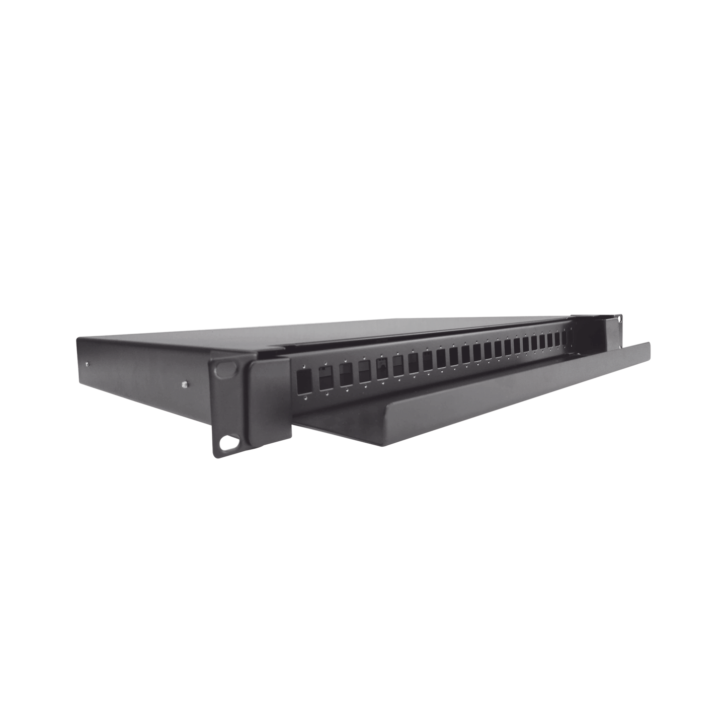 Distribuidor de Fibra Óptica Deslizable, Vacío, 19 Pulgadas (48.26 cm), Acepta 24 Adaptadores LC Duplex o LC Simplex o 24 SC Simplex, 1U
