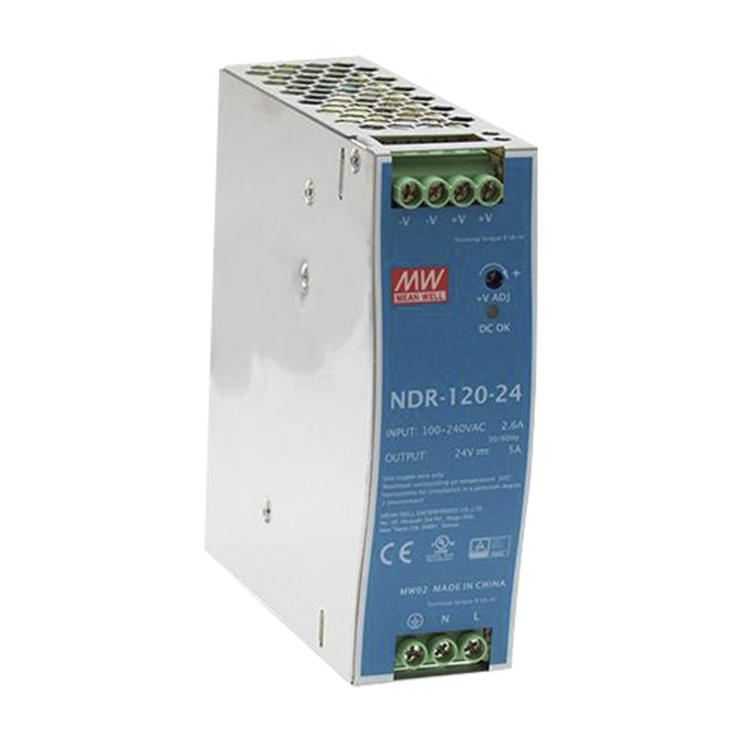 Fuente de poder industrial para riel DIN / 120W / 24Vcc / 5A / Entrada: 90-264Vca