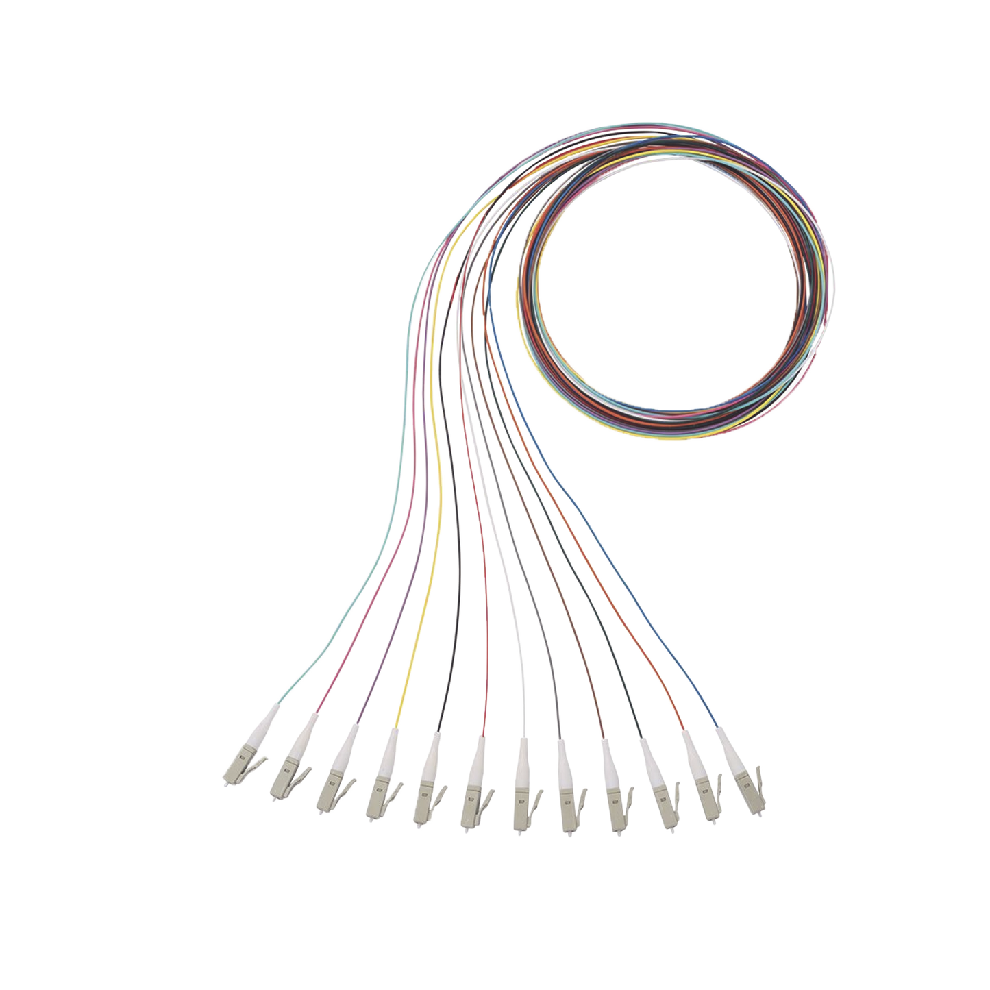 Kit de 12 Pigtails con Conector LC, Multimodo 50/125 OM4, 900um, de 1 Metro