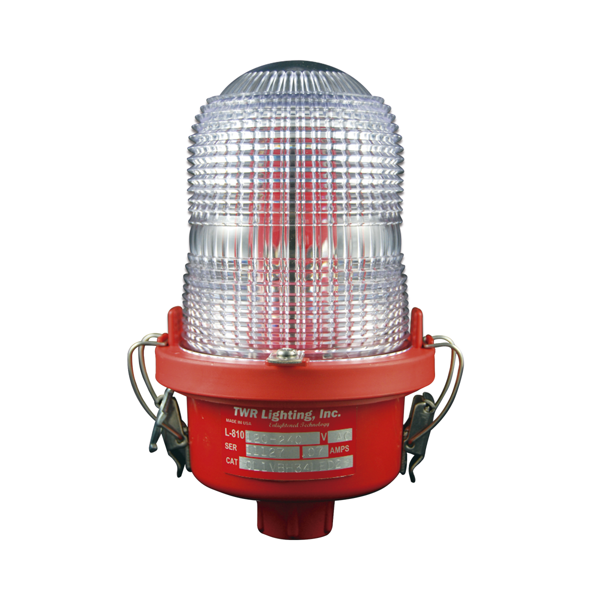 Luz de Obstáculo FAA Tipo L-810 / LED Rojo e Infrarrojo / Intensidad Baja / Consumo 12W / 120-240V AC / Intensidad 32.5 CD / Haz Vertical 10° / Cobertura 360° / Base Valox™ / IP65