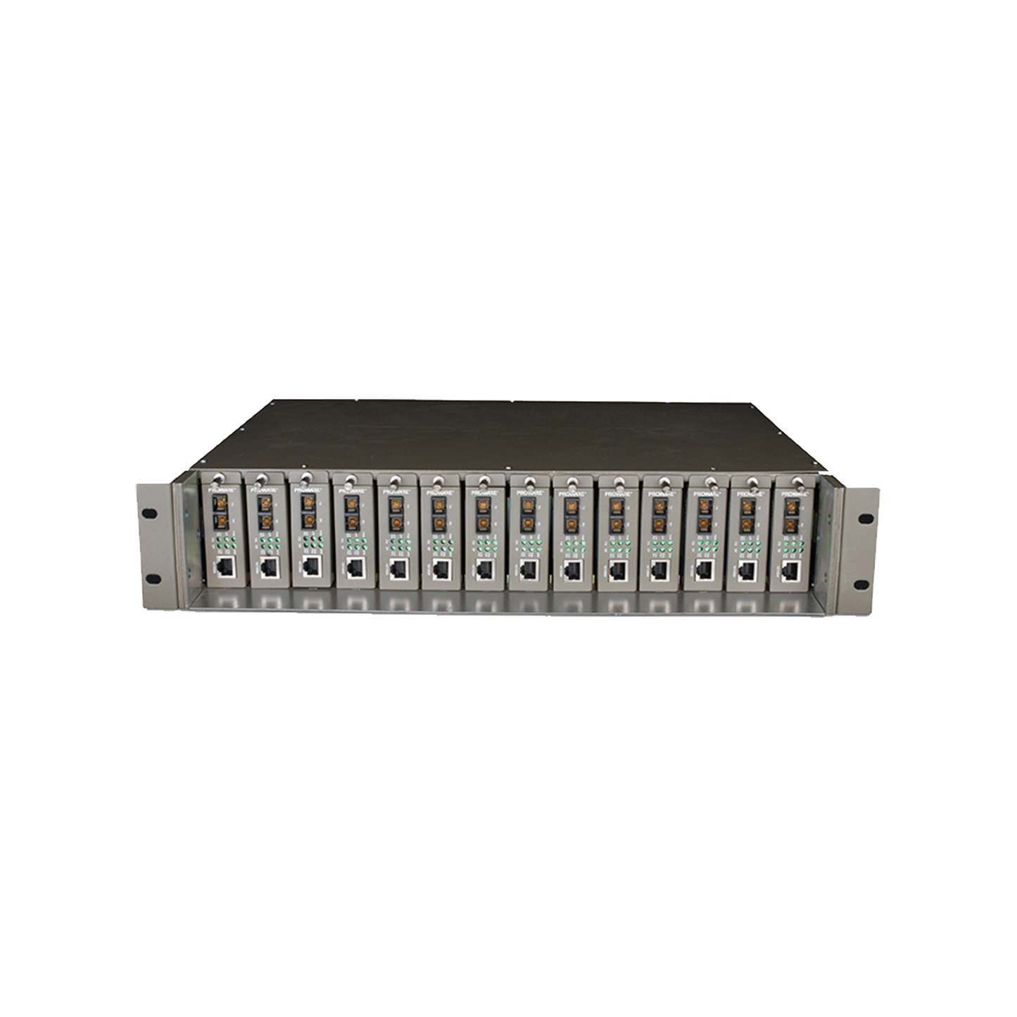 Chasis para Montaje en Rack de 14 bahías / Soporta Convertidores de Fibra Óptica TP-Link / Compatibles (MC111CS, MC112CS, MC220L, MC110CS, MC100CM, MC210CS, MC200CM) / Plug and Play