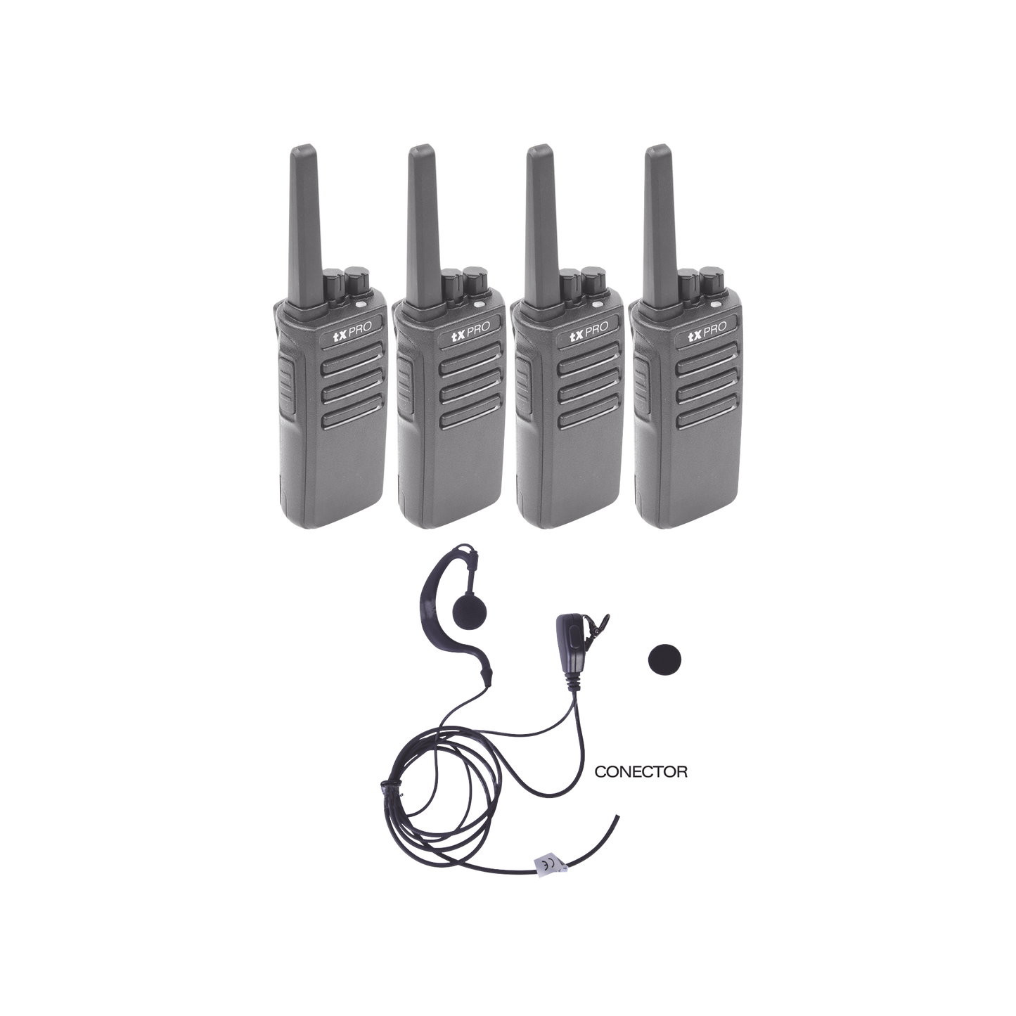 Kit de 4 radios TX500 con un accesorio de audio TXEHK para cada radio