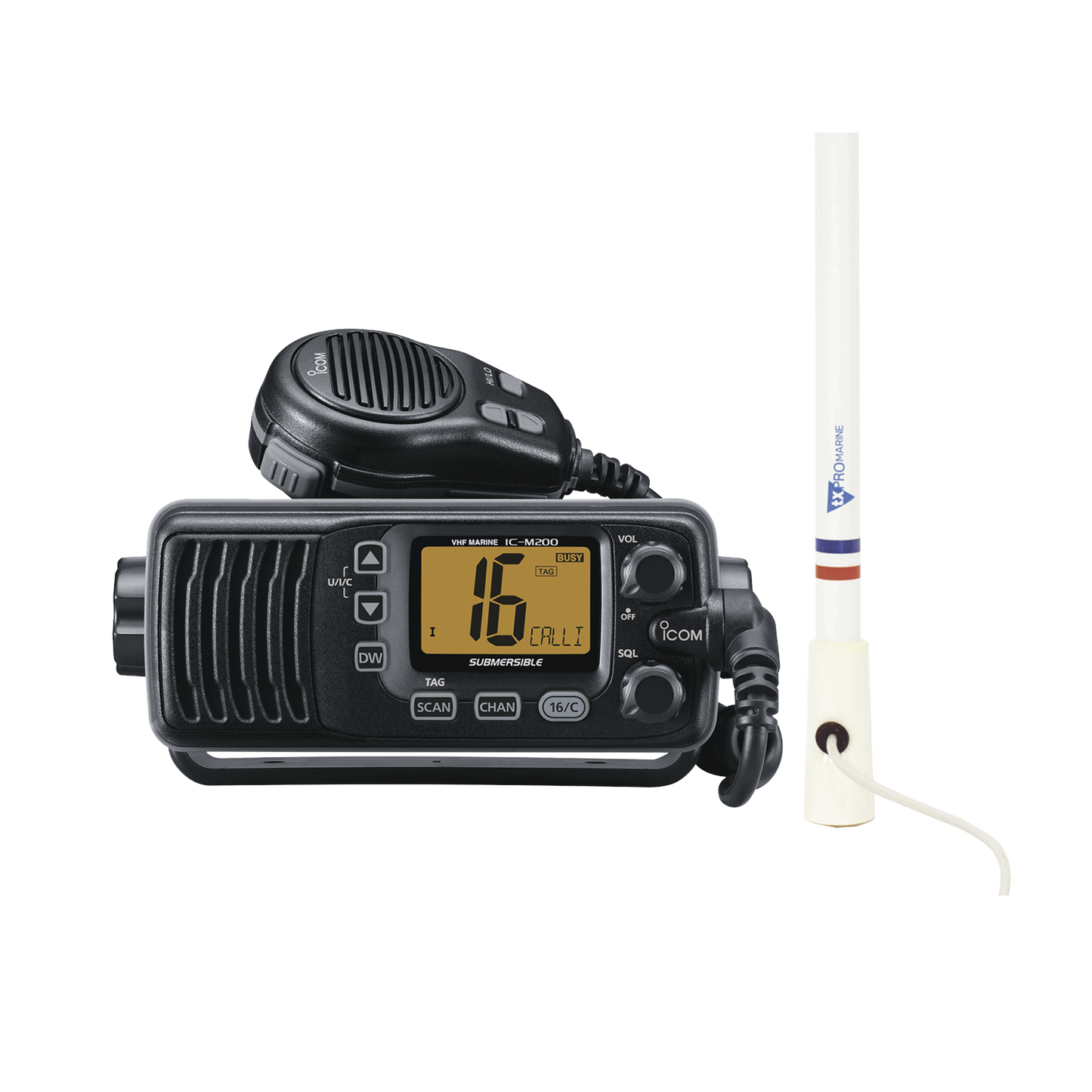 Kit de radio IC-M200 y antena marina TX-5206-SYS