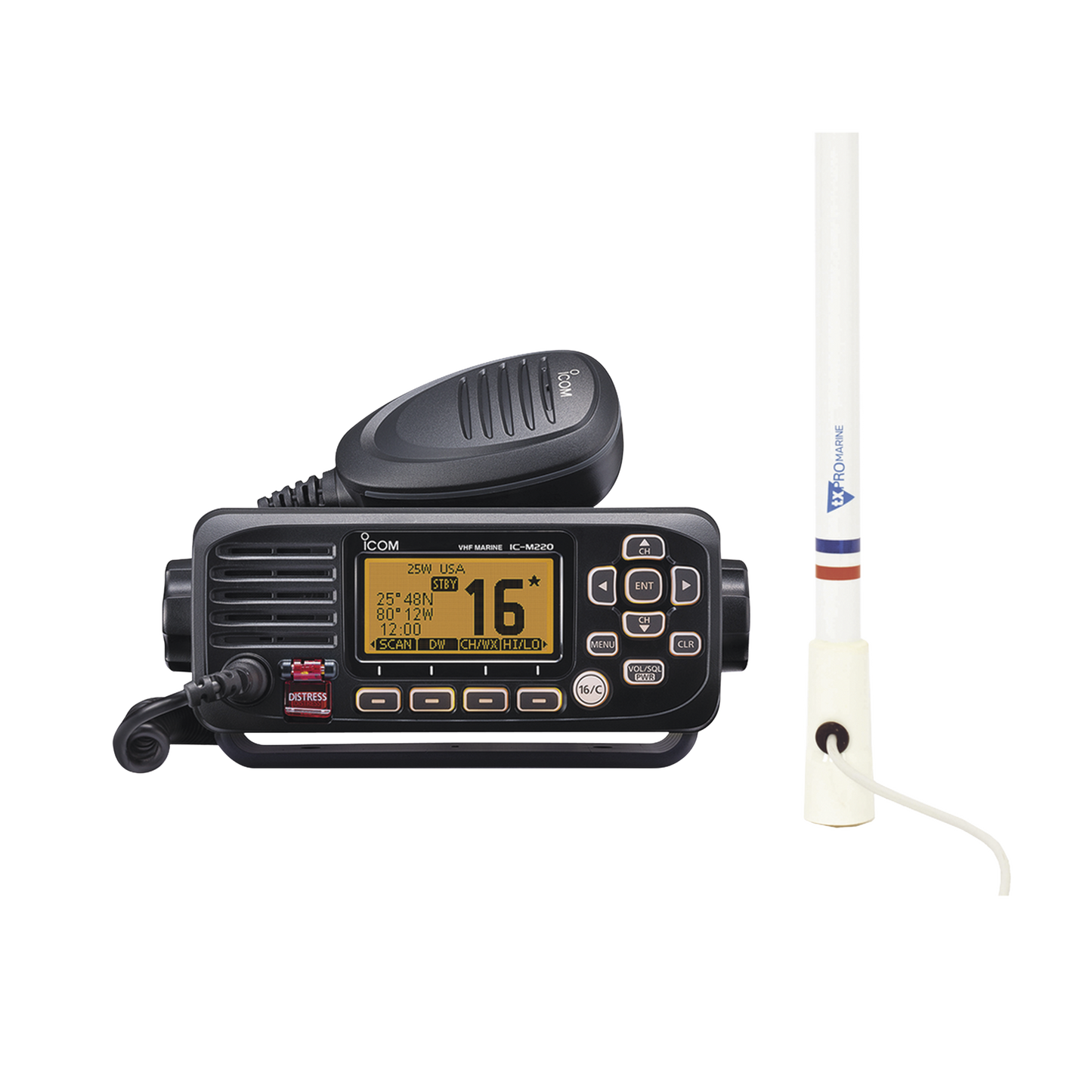 Kit de radio IC-M220 + Antena marina TX-5206-SYS