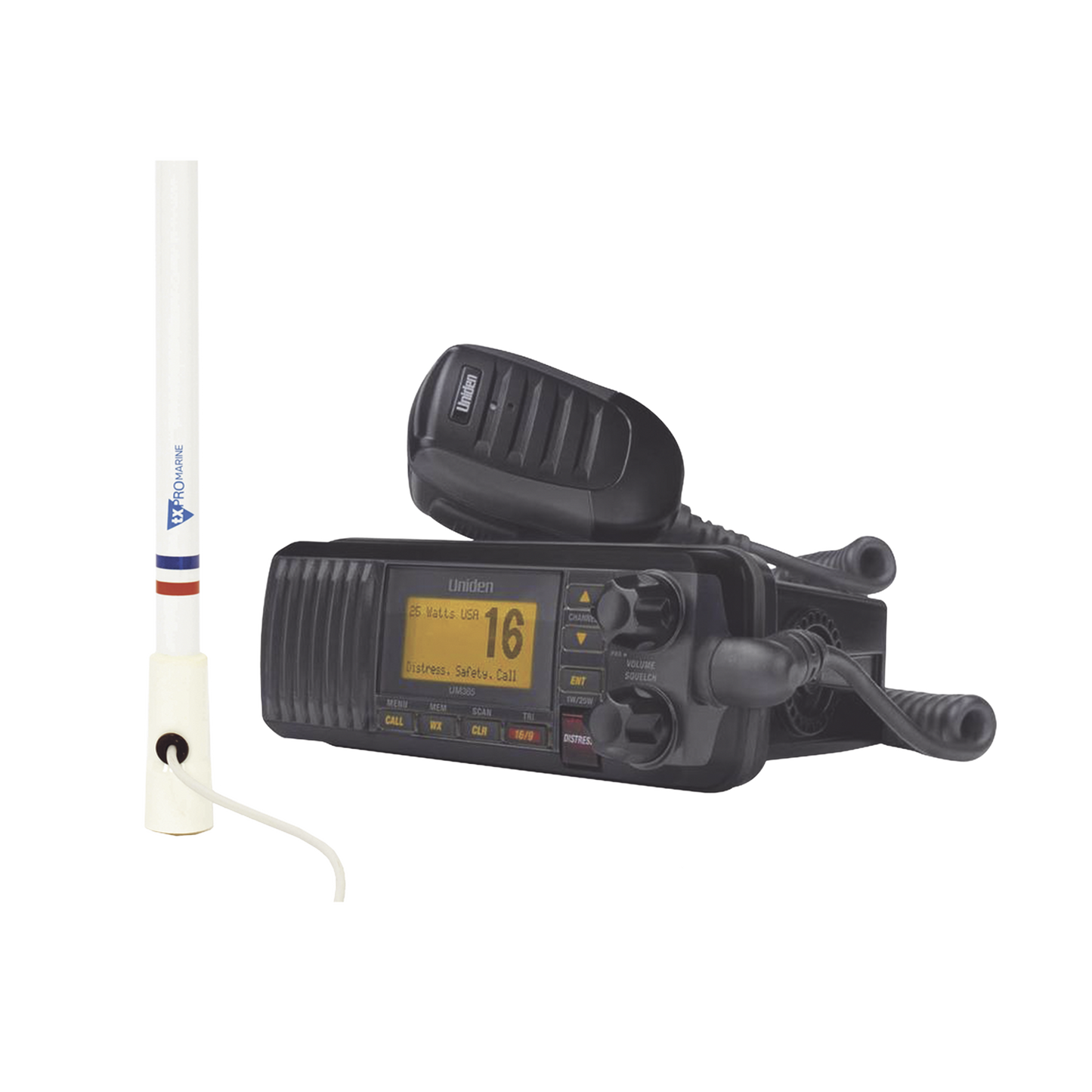 Kit de radio UM385BK y antena marina TX-5206-SYS