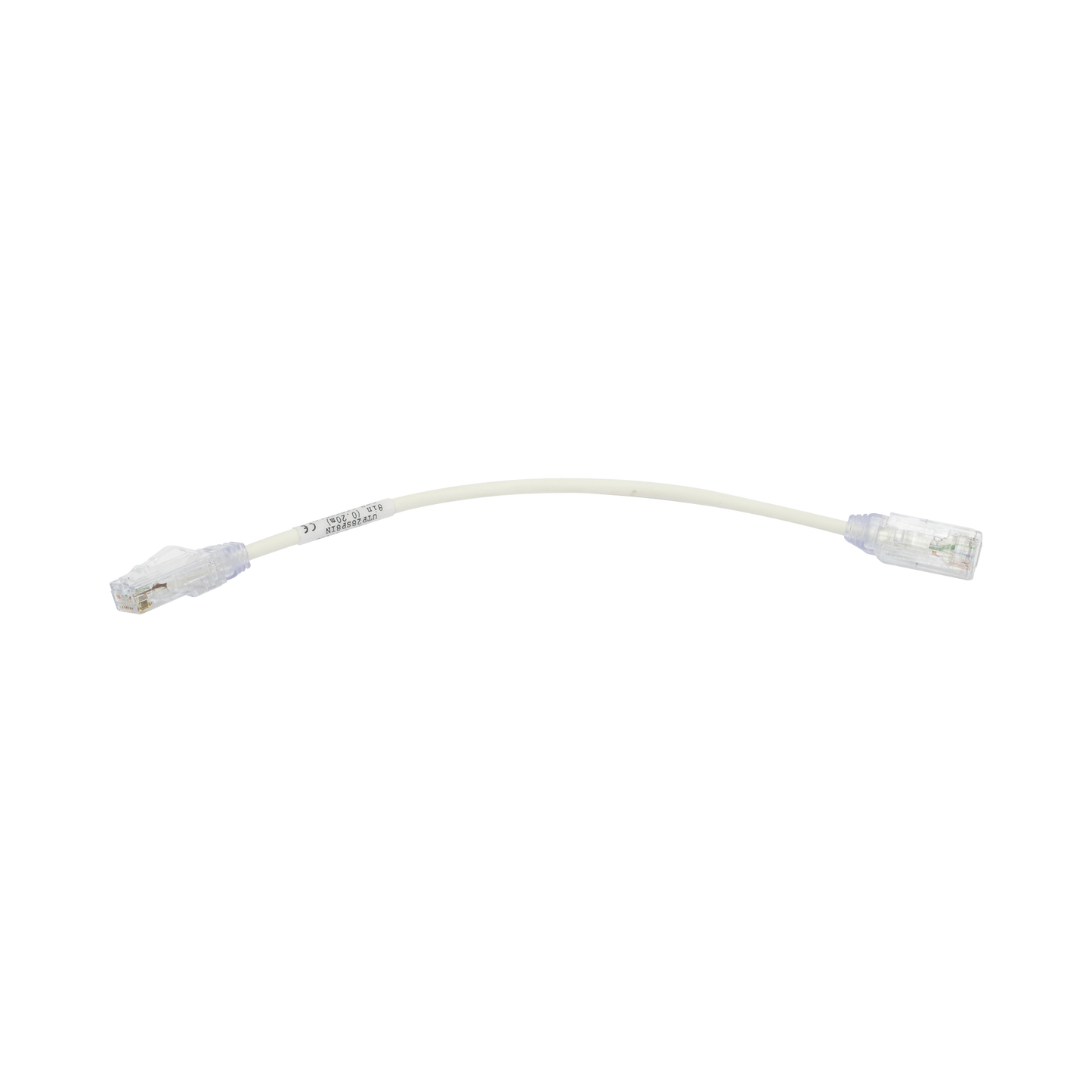 Cable de Parcheo TX6, UTP Cat6, Diámetro Reducido (28AWG), Color Blanco, 20.32 cm (8 Pulgadas)