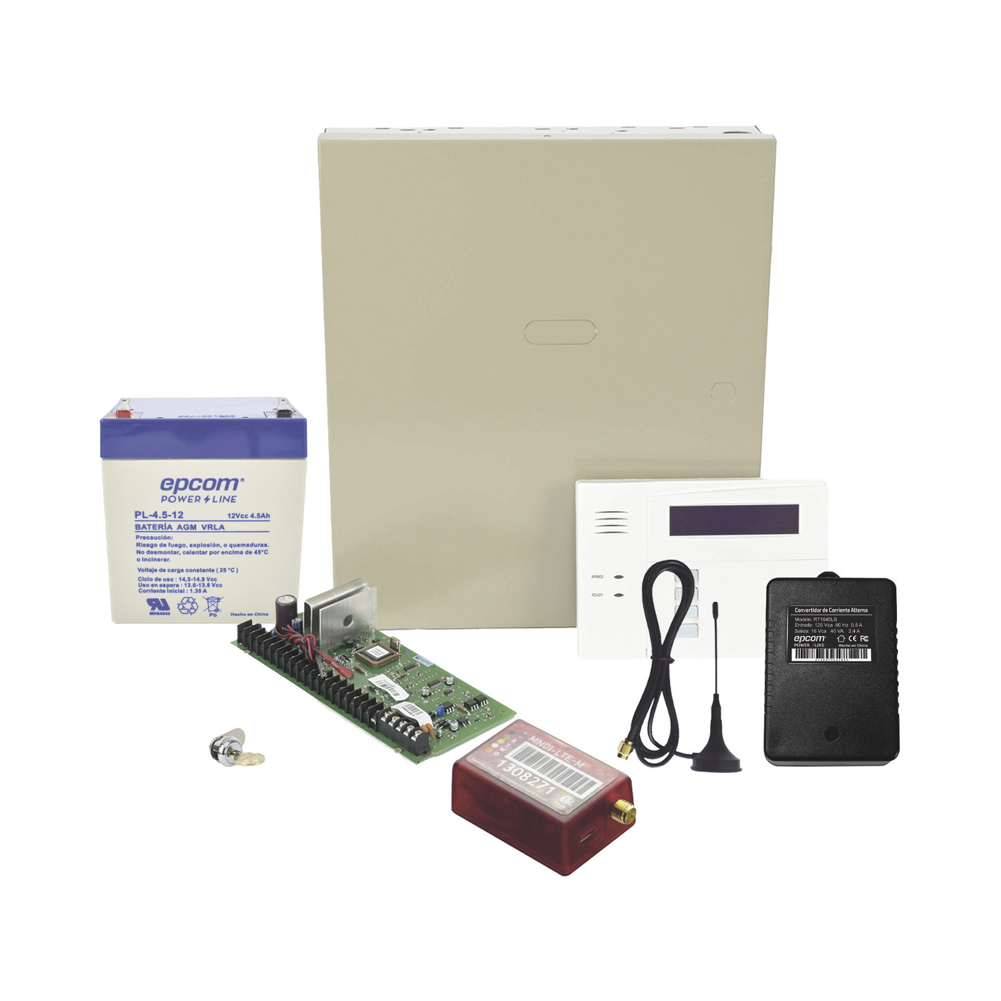 (2 Años 4GLTEM/5G ILIMITADO INCLUIDO) Kit Vista48LA con comunicador 4GLTEM/5G MN01, Teclado, Gabinete, Bateria y Transformador