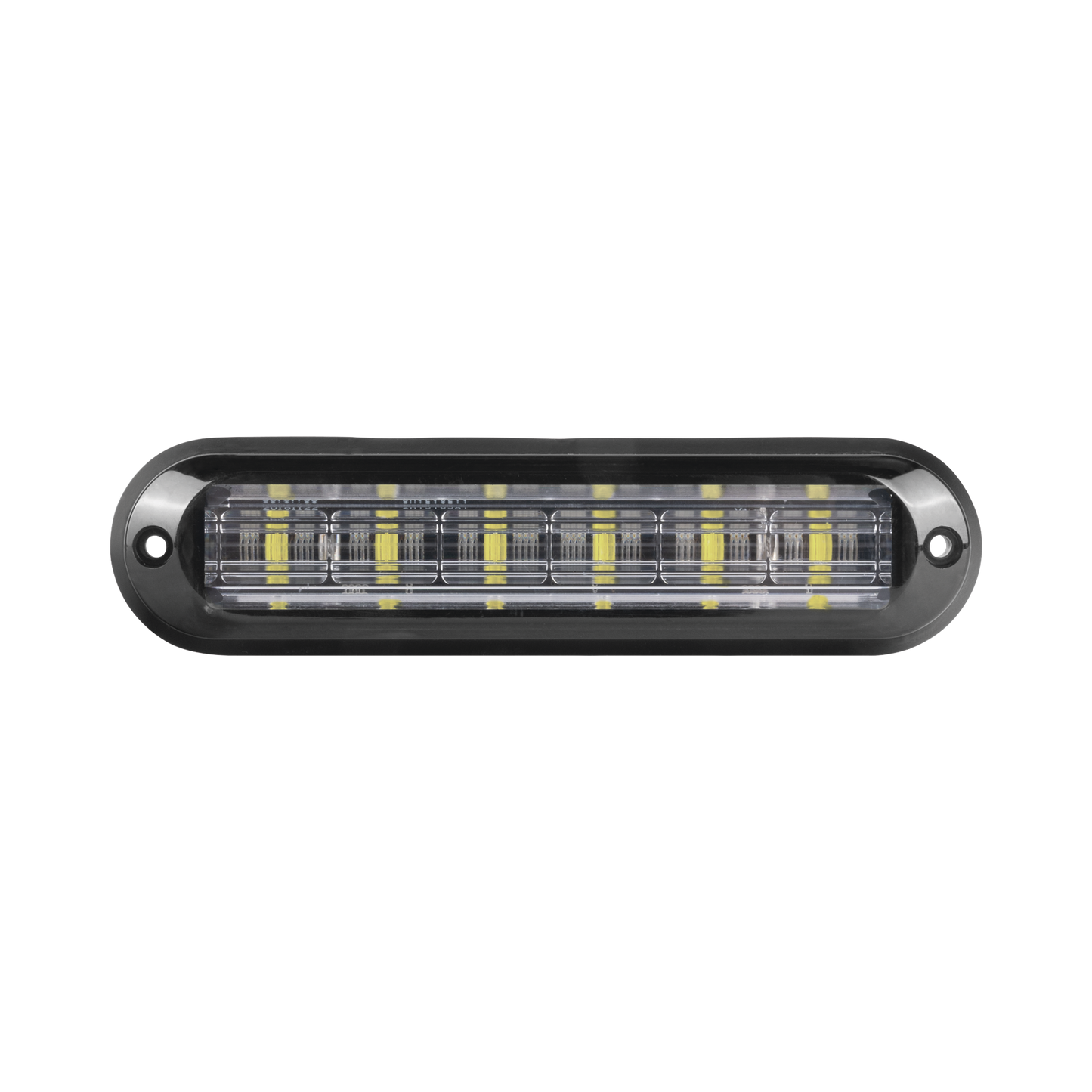 Luz Auxiliar Ultra Brillante IP67 de 6 LEDs, Color Rojo/Claro, con mica transparente y bisel negro