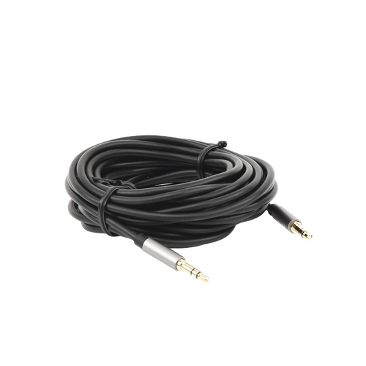 Cable Auxiliar 5 Metros / Conector 3.5mm a 3.5mm / Macho a Macho / Cubierta de TPE / Carcasa de Aluminio / Color Negro