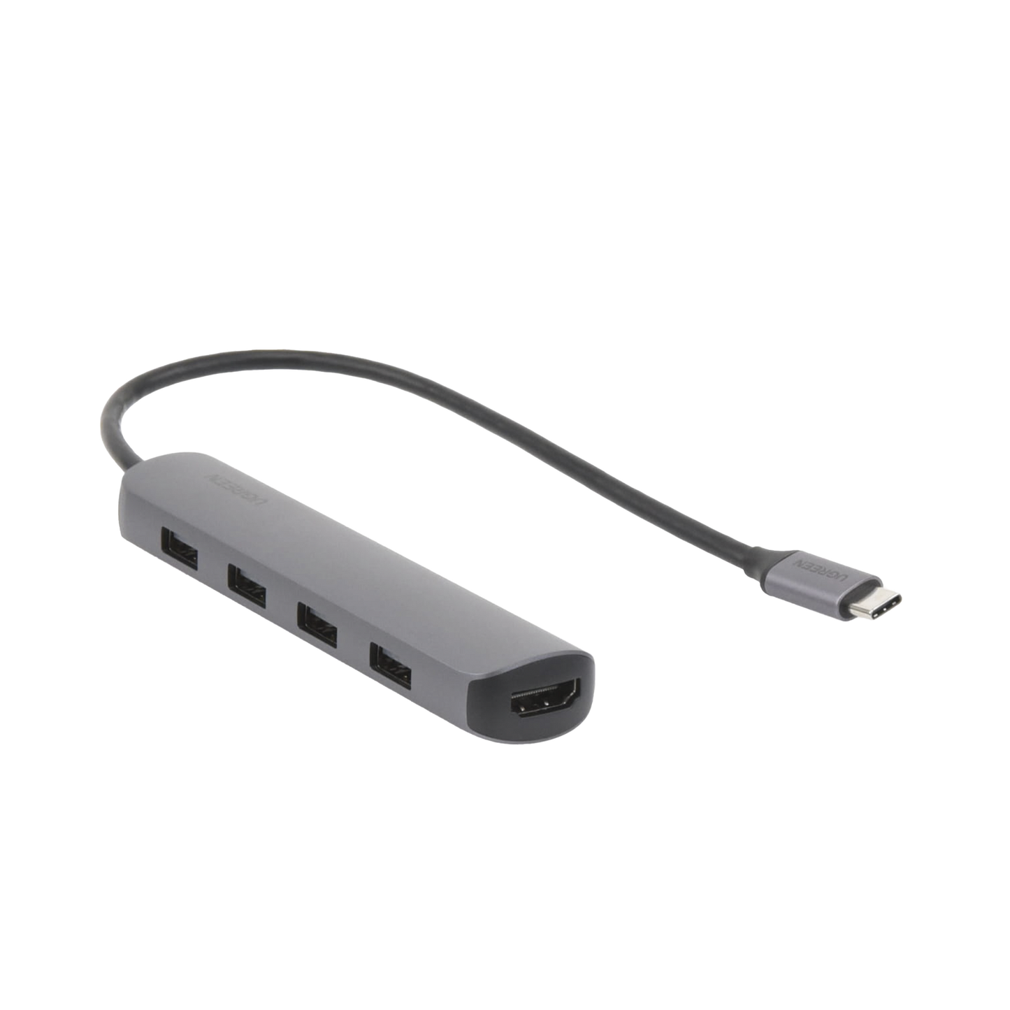 HUB USB-C a 4 Puertos USB 3.0 + HDMI 4K@30Hz / USB 3.0 a 5Gbps / Caja de Aluminio / 5 en 1