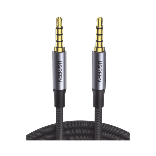 Cable Auxiliar de 3.5mm / Cable Audio Estéreo / Núcleo de Alambre de Cobre Esmaltado / Carcasa de Aluminio Azul + Nylon Trenzado /  Soporta Micrófono / 2 Metros