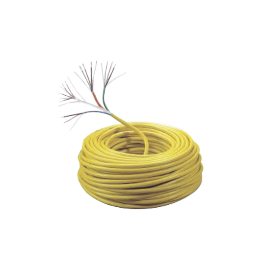 Bobina de cable de 305 metros, color amarillo, compuesto por:  6 x 22 AWG blindados, 4 x 18 AWG, 4 x 22 AWG, y 2 x 22 AWG, para aplicaciones en control de acceso.