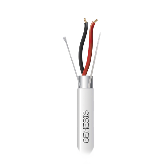 Bobina de 305 M de cable 2X22 AWG BLINDADO, RISER, PLENUM de Color Blanco, para Aplicaciones de Audio, Seguridad y Control