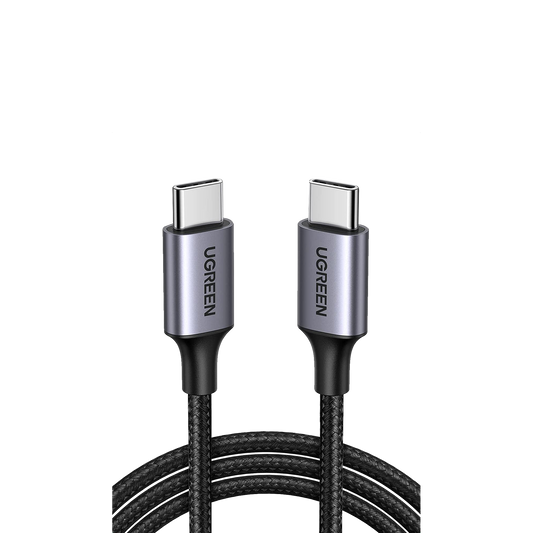 Cable USB-C a USB-C | 2 Metros (6.56 Pies) | Transferencia de Datos de 480 Mbps | Carga Rápida de Hasta 60W | QC 4.0/3.0/2.0 | PD3.0 | FPC | AFC | Protección Integrada | Caja de Aluminio | Nylon Trenzado | Color Negro