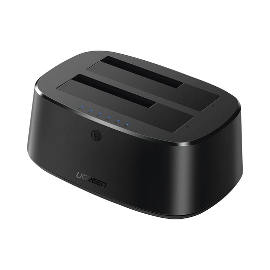 Base USB 3.0 para Disco Duro de Doble Bahía / Soporta Discos SATA  de 2.5' & 3.5´ / Soporta discos de 12TB / Compatible con UASP, SATA 3.0 / Cable USB 1M / Alta Velocidad / No incluye adaptador de corriente