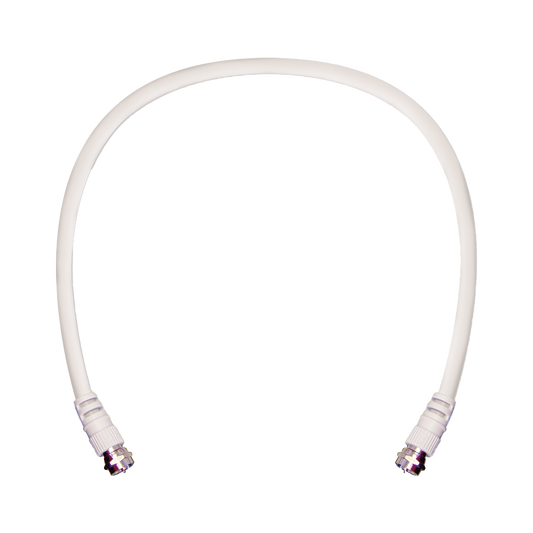 Jumper Coaxial con Cable Tipo RG-6 en Color Blanco de 60.96 Centímetros (24 Pulgadas) de Longitud y Conectores F Macho en Ambos Extremos. 75 Ohm de Impedancia.