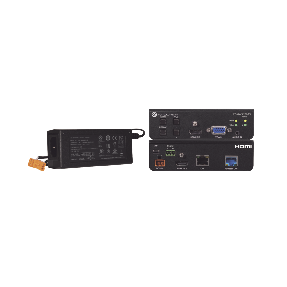HDMI (2 INPUT) PLUS VGA SWITCHER ;  CONTROL ;  AND HDBASET OUTPUT (100 M) W/POWER SU