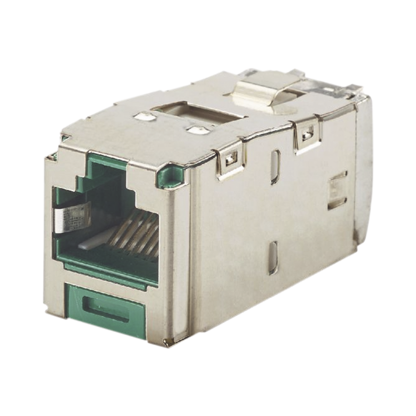 Conector Jack RJ45 Blindado, Estilo TG, Mini-Com, Categoría 6A, de 8 Posiciones y 8 Cables, Color Verde