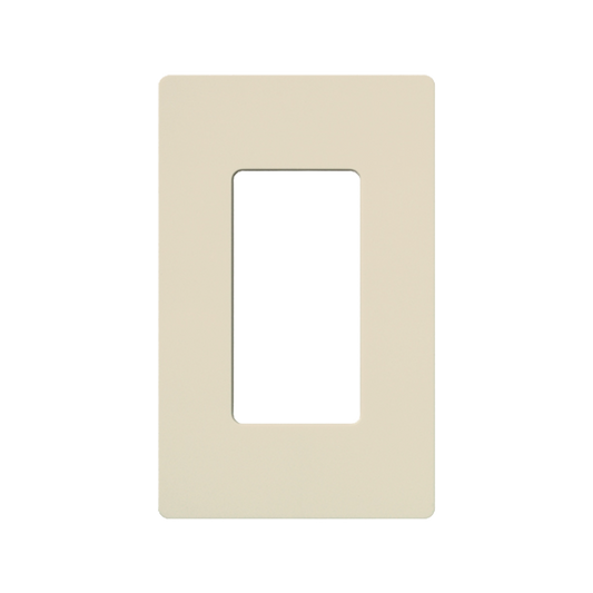 Placa de pared de 1 gang sin tornillos visibles, acabado brillante en color almendra claro (Light Almond), línea Claro para atenuadores, interruptores y controles Lutron