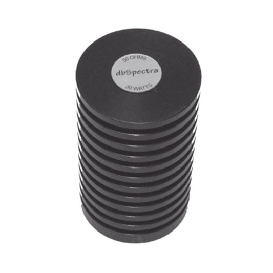 Carga Terminal de 50 Ohm, 0-960 MHz, Perdida por Retorno de 25 dB, 30 Watt, Conector N Macho para Circuladores dB Spectra.