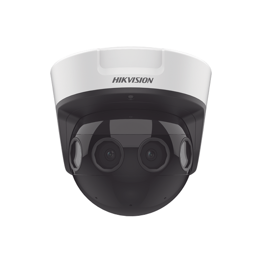 PanoVu Series / Vista Panorámica 180° / 8 Megapixel en Total / 4 Lentes 2.8 mm (2 Megapixel) / 20 mts IR EXIR / Exterior IP67 / IK10 / 12 Vcc / PoE+ / MicroSD