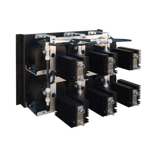 Combinador de Cerámica en Panel para Rack 19", 851-869 MHz, 8 Canales, 150 kHz de Sep. min, 110 Watt, N Hembras / DIN 7-16 Hem.