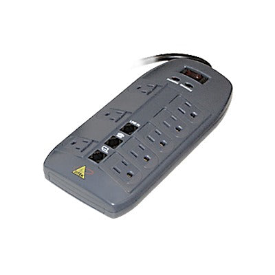 Multicontacto 8 Salidas / 120 VCA 15 A / 2160 Joules / Telco RJ11 / 6 Transformadores Simultáneos