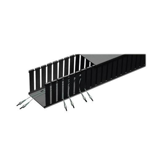 Canaleta Ranurada de PVC sin Tapa, Fiber-Duct™, 4 in de Ancho, 4 in de Alto y 1828.8 mm de Largo, Color Negro