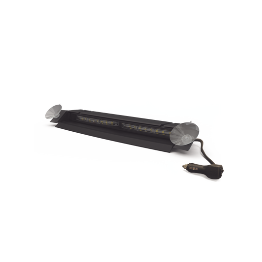 Luz de Visera, 12-24 Vcc con enchufe vehicular, doble cabezal, dual color, ámbar/blanco