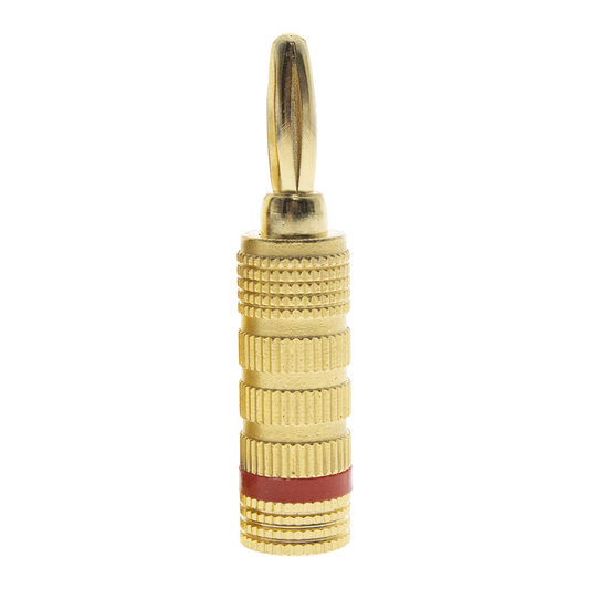 Conector Banana Tipo Tornillo para Bocinas | Instalaciones Profesionales de Audio | Chapado en Oro | Color Rojo (1 Pieza)