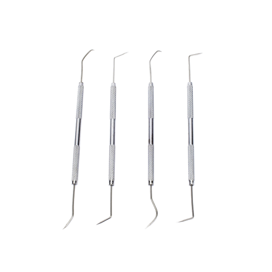 Juego de 4 herramientas con ganchos de apoyo para soldar.