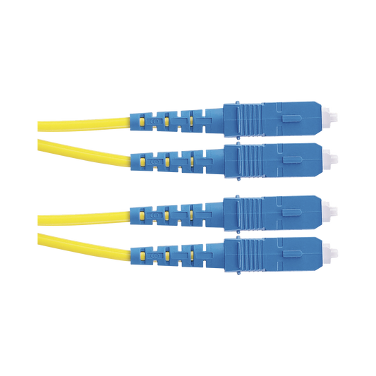 Jumper de Fibra Optica Monomodo 9/125 OS2, SC-SC Duplex, OFNR (Riser), Color Amarillo, 2 Metros (6.56 Pies)