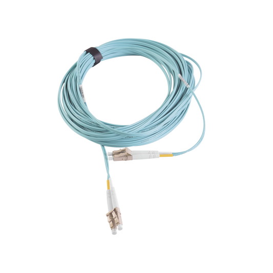 Jumper de Fibra Óptica Multimodo 50/125 XGLO OM3, LC-LC Duplex, OFNR, Color Aqua, 7 Metros (22.97 Pies)